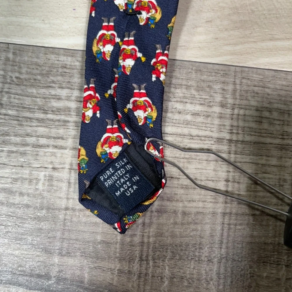 Brooks Brothers Makers Santa Claus Tie Mens Silk Holiday Christmas Navy USA Made